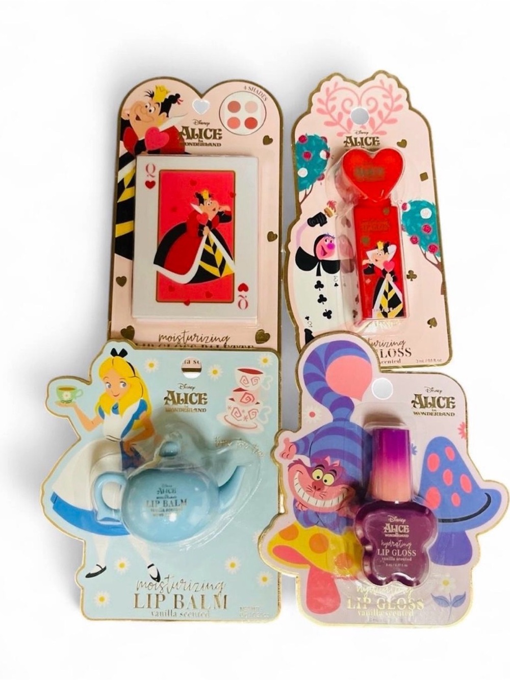 Disney Alice in Wonderland Kids Pink, Purple & Blue Lip Gloss and Balm Set